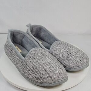 Dearfoams Women's Cozy Chenille Knit Slippers Mules Gray Size Large 9/10